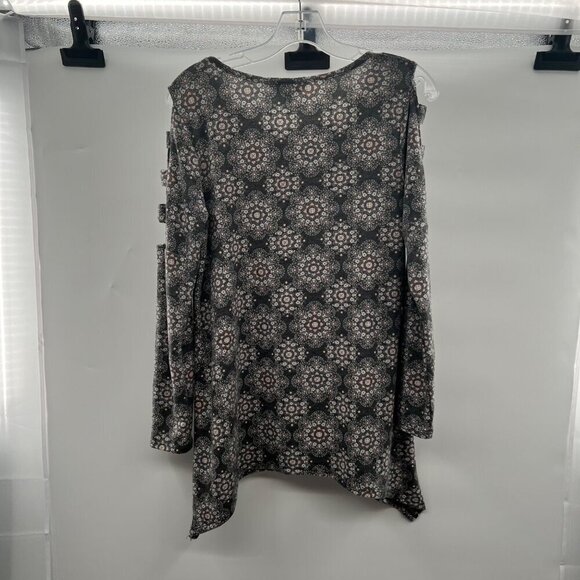 Apt. 9 Women's Long Ladder Sleeve Top Gray/Multi Size Small - Picture 7 of 9